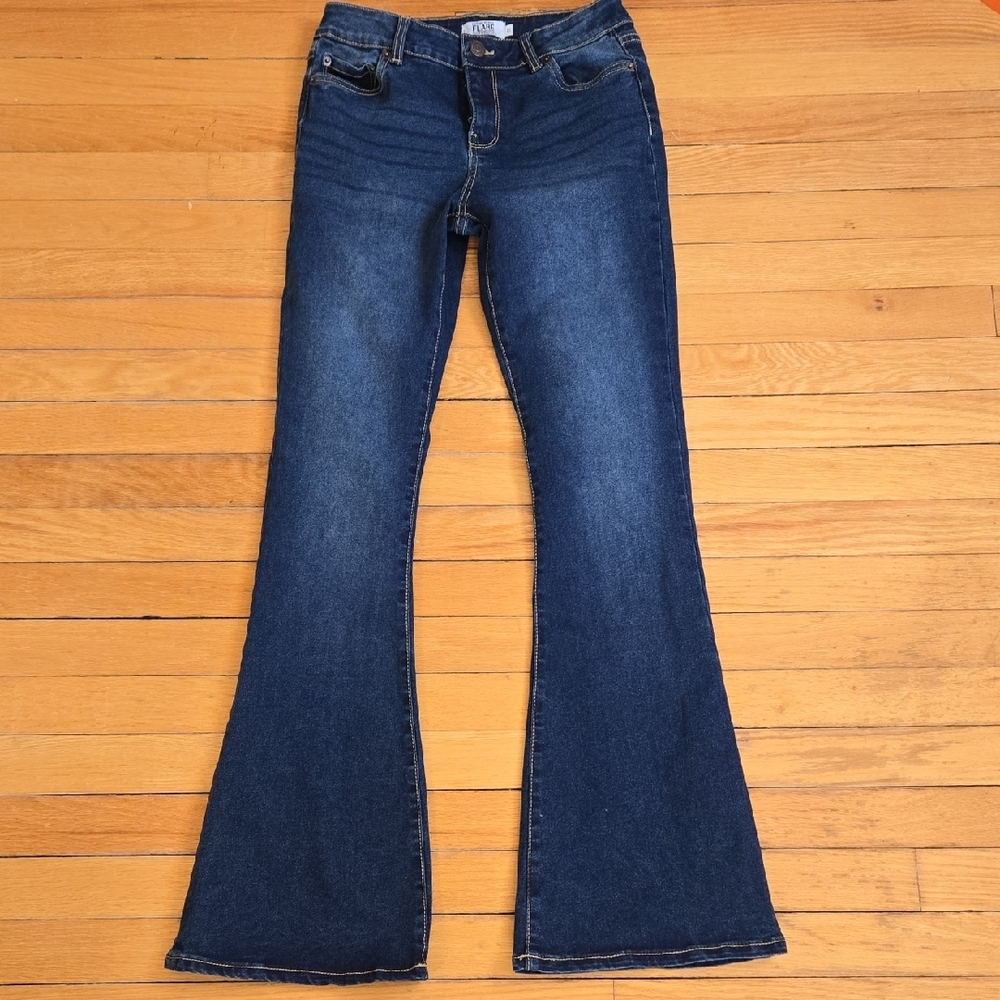Womens Flare Denim Stretch Blue Jeans